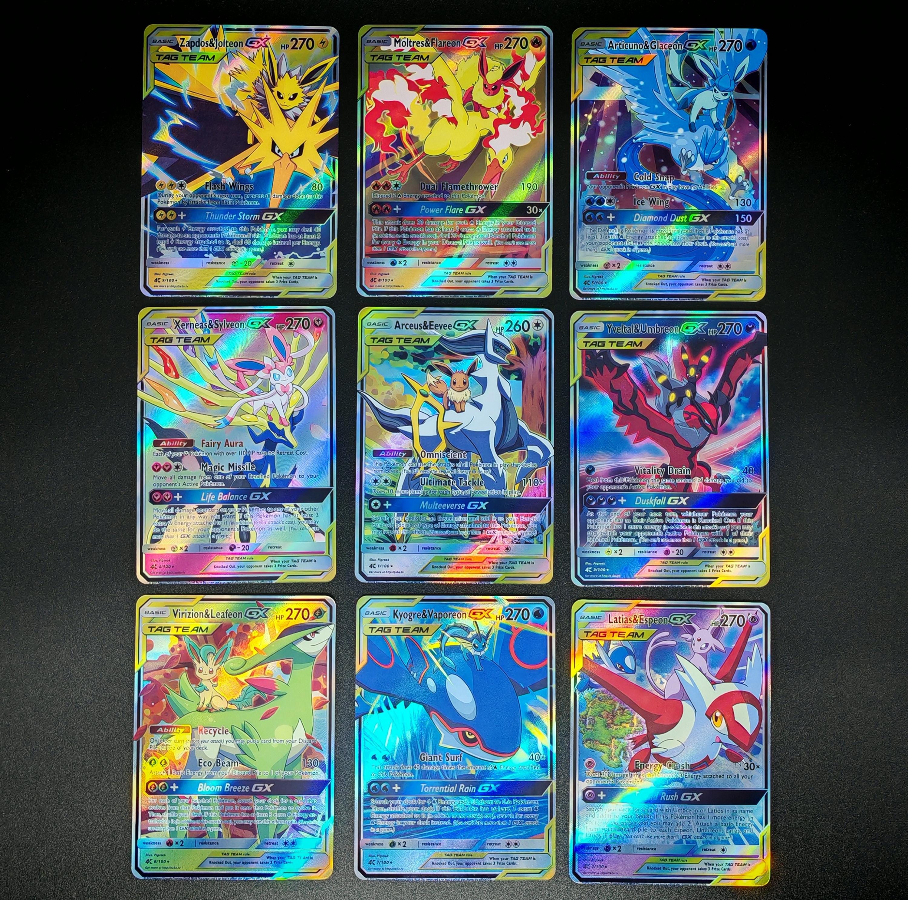 Legendary Eeveelutions Tag Team Gxs 9 Cards Bundle Custom Art