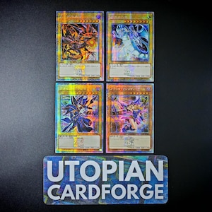 Paquete de 4 cartas Crónica de un cuarto de siglo Lado: Unidad y orgullo • Hecho a mano Proxy/Orica • Chica maga oscura, Dragón blanco de ojos azules 25.ª edición Rara