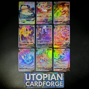 Evolving Skies V Eeveelutions 9 Cards Bundle • Handmade PROXY/Orica • With Texture Pattern and Rainbow Holo Umbreon, Espeon, Leafeon Glaceon