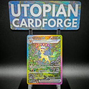 Leafeon ex Teracristal • Handgemaakte PROXY/ORICA • Prismatic Evolutions 144 • Gestructureerde voorkant met prachtige regenboogholografie aangebracht