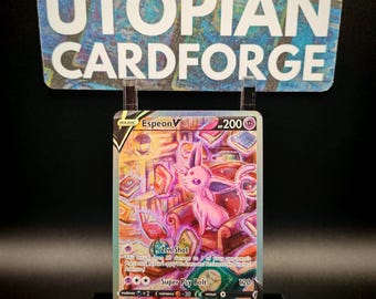 Espeon V Alt Art Special Illustrator Rare • Handmade PROXY/ORICA • Evolving Skies 180 • With TEXTURE Pattern and Rainbow Holography