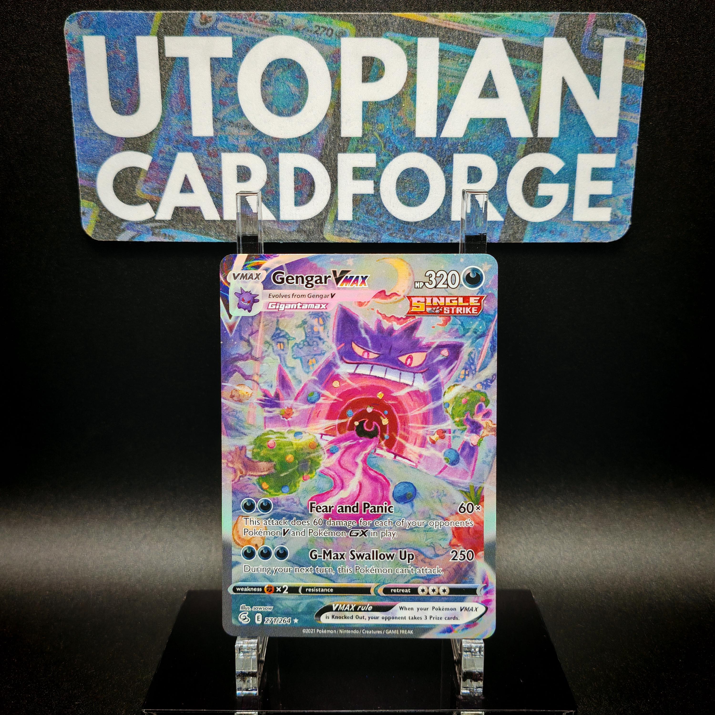 Gengar VMAX Alternative Art • Handmade PROXY/ORICA • Fusion Strike 271 • Rainbow Holography applied on the Artwork background