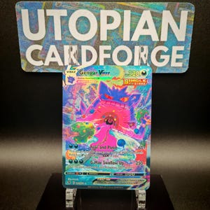 Gengar Vmax Special Illustrator Rare • Handmade PROXY/Orica • Fusion Stryke 271 • TEXTURED front with gorgeous rainbow holography applied