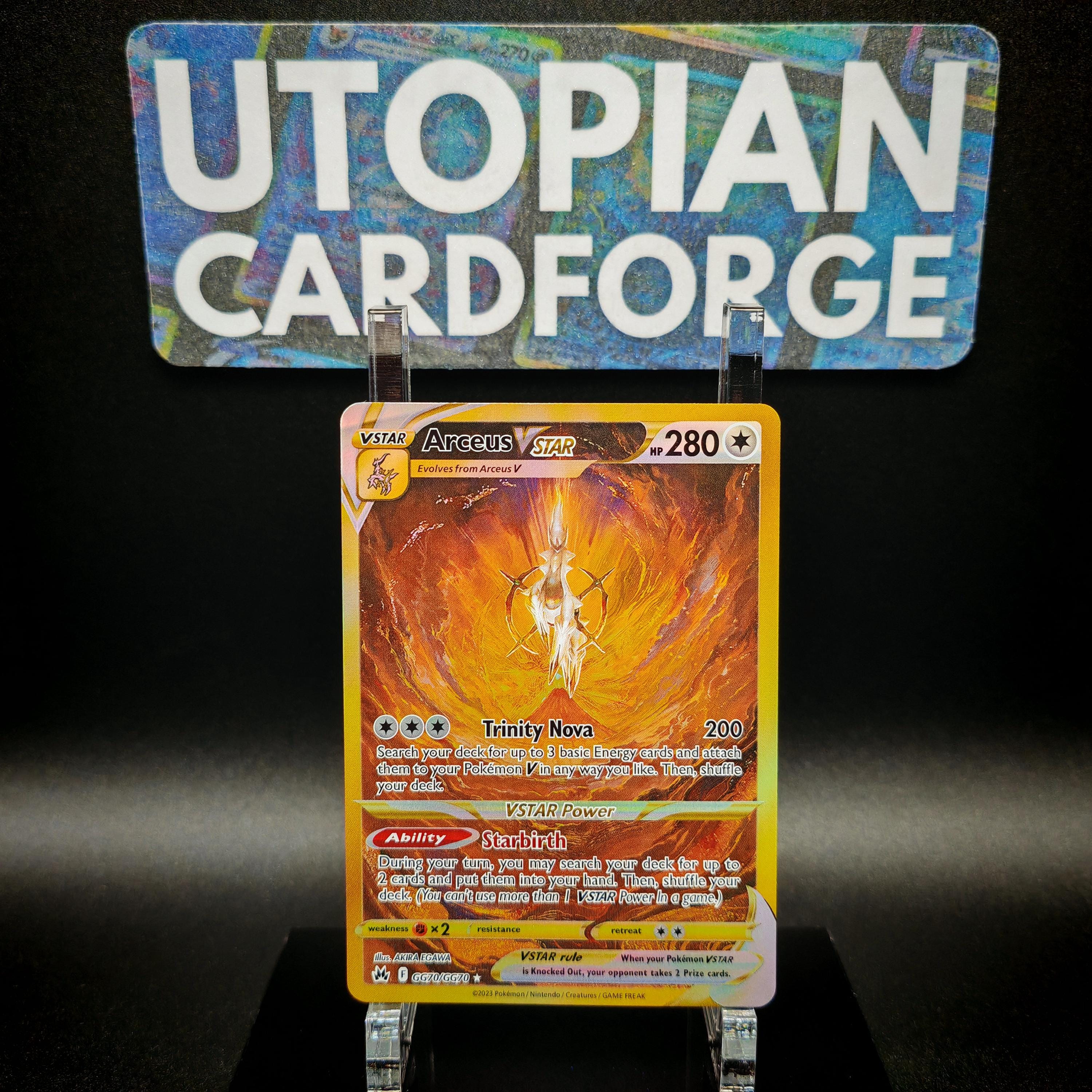 Arceus Vstar Secret Rare  Handmade PROXY/ORICA  Crown Zenith GG70  No  Holo, Only a Rainbow Holography Applied on the Card Moves - Etsy
