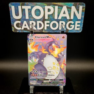 Charizard VMAX Shiny Ultra Rare • Handmade PROXY/ORICA • Shining Fates SV107 • Rainbow Holography applied on the Artwork background