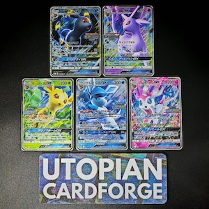 Eeveelutions 5 Cards Bundle Gx Promos Japanese • Handmade Proxy/Orica • Umbreon gx 125 Sun & Moon Promos • With Texture Pattern Gold Name