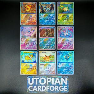 Terastal Festival Eeveelutions 9 Cards Bundle Reverse Holo • Handmade Proxy/Orica • With Texture Pattern and Rainbow Holo Umbreon, Espeon