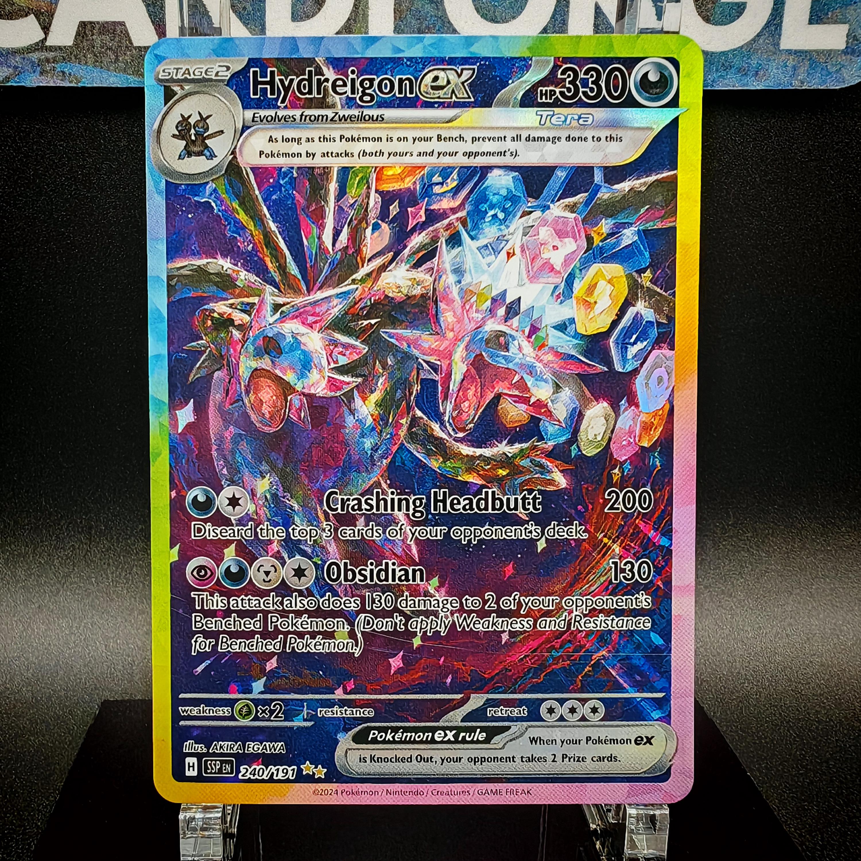 Hydreigon Ex Illustrator Rare  Handmade PROXY/ORICA  Surging Sparks 240   No Holo, Only a Rainbow Holography Applied on the Tera Jewels - Etsy