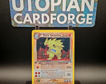 Dark Tyranitar Holo Rare • Handmade PROXY/ORICA • Neo Destiny 11 • Mirror Rainbow Holography applied on the Artwork background