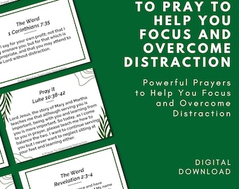 10 Bible Verse Prayer Cards to Overcome Distraction & Improve Focus Christian Printable Scripture Encouragement Faith-Based Mind Renewal