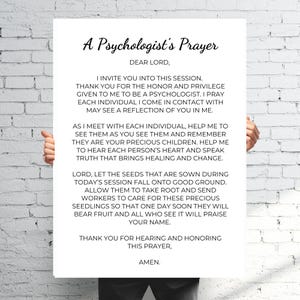 Psychologist Prayer Printable Christian Wall Art Therapy Office Decor Mental Health Gift for Therapists Faith-Based Counselor Prayer Poster