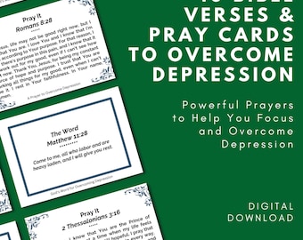 10 Bible Verse Prayer Cards for Depression Christian Printable Faith-Based Mental Health Scripture Healing Pray Cards Mental Health Support
