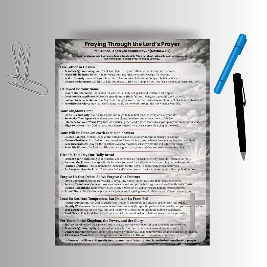 Prayer Tools.pdf Praying Through the Lords Prayer Worksheet Christian Therapy Tool Bible ...