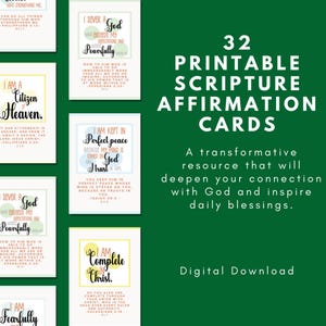 32 Cartões de Afirmação Bíblica para Imprimir para Encorajamento da Fé Meditação de Afirmação Cristã Devocionais Diários e Crescimento Espiritual