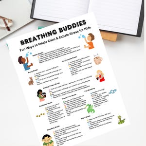 Breathing Buddies Printable for Kids Fun Ways to Inhale Calm & Exhale Stress Calm Down Activity Emotional Regulation Breathing Exercises