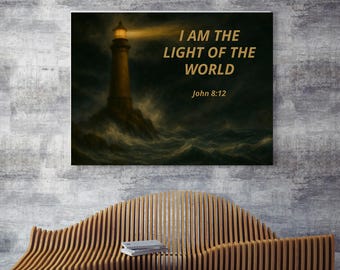 John 8:12 Ich bin das Licht der Welt Wandkunst Christliches Geschenk Bibel Vers Schrift Druck Inspirierend Wohnkultur Leuchtturm Art Printable
