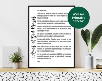 Printable Armor of God Prayer Christian Wall Art Spiritual Warfare Scripture Decor Faith-Based Digital Download War Room Home Office