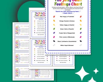 Jelly Bean Feelings Chart Christian Emotions Printable for Kids Faith Based Counseling Tool Sunday School Activity Emotional Awareness