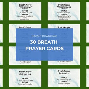 30 cartes de prière sur la respiration Méditation chrétienne Imprimables prières basées sur les Écritures pour la paix Soulagement de l'anxiété Pleine conscience Croissance spirituelle