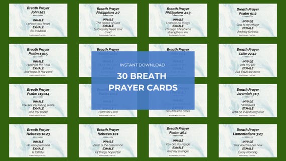 30 Breath Prayer Cards Christian Meditation Printable Scripture-Based Prayers for Peace Anxiety Relief Mindfulness Spiritual Growth