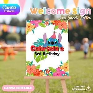 Editable Welcome Sign | Canva Template | 3 Sizes | Lilo & Stitch - Etsy