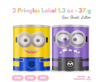Pringles 1.3 oz / 37g Can Label | Printable PDF, PNG & JPEG Files | Minions