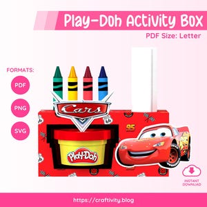 Play-Doh Activity Box | SVG, PNG, JPG & Pdf | Instant Download | Printable | Cars - Lightning Mcqueen