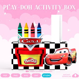 Play-Doh aktivitetslåda | SVG, PNG, jpg och PDF | Direkt nedladdning | Utskrivbar | Bilar | CRS-01