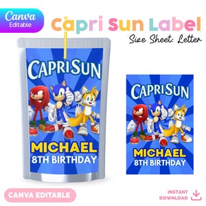 Capri Sun Label | Canva Editable | Juice Pouch Label | Sonic