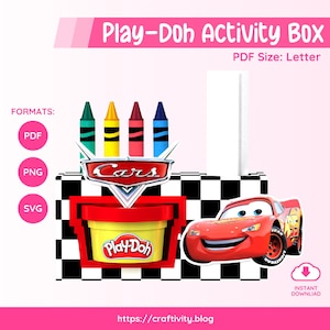 Play-Doh Activity Box | SVG, PNG, jpg & Pdf | Instant Download | Printable | Cars | CRS-01