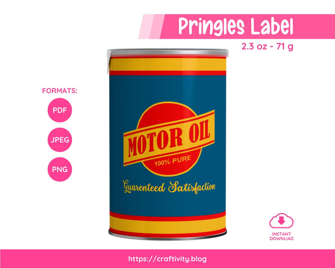 Rusteze Motor Oil Pringles Label Template | Cars Birthday Favor Wrap ...