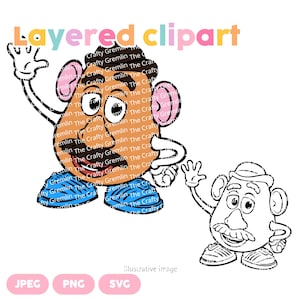 Archivos SVG en capas para vinilo / Diseño de corte Cricut / Incluye JPEG y PNG / Mr. Potato Head - Toy Story