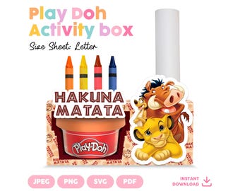 Play-Doh Activity Box | SVG, PNG, JPG & Pdf | Instant Download | Printable | The Lion King - Hakuna Matata