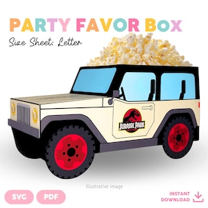 Bonbonnière Jeep Jurassic Park | PDF et SVG | 10x10x23 cm | Boîte cadeau