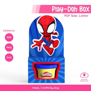 Play-Doh Box / SVG, PNG, JPG e Pdf / Download immediato / Stampabile / Spiderman