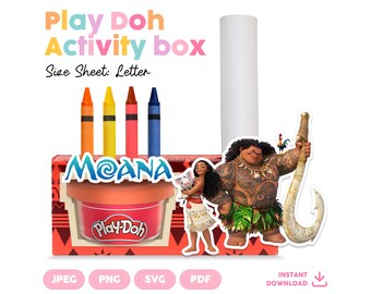 Play-Doh Activity Box | SVG, PNG, JPG & Pdf | Instant Download | Printable | Moana | moa-01 | moa-02