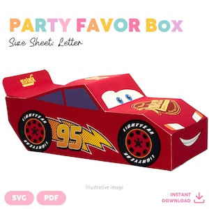 Bonbonnière Lightning Mcqueen | PDF et SVG | 10x10x23 cm | Boîte cadeau | crs-01, crs-02, crs-03