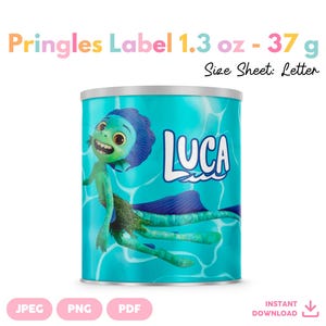 Pringles 1.3 oz / 37g Can Label | Printable PDF, PNG & JPEG Files | Luca