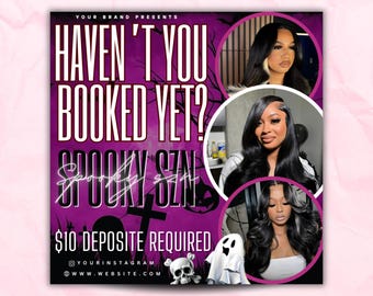 Spooky szn Booking Flyer, October Flyer, Halloween Book Now Appointment Flyer, Spooky Szn Flyer, MUA Nail Lash Braid Hair Flyer, Canva