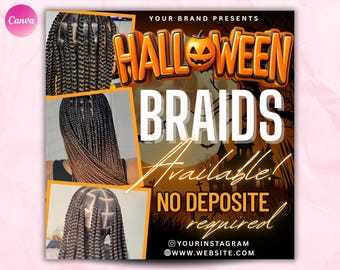 Halloween Braids Special Flyer, Halloween Flyer, Halloween Special sale Flyer, Braids Flyer, Halloween Braids Special Deals, Braids Flyer