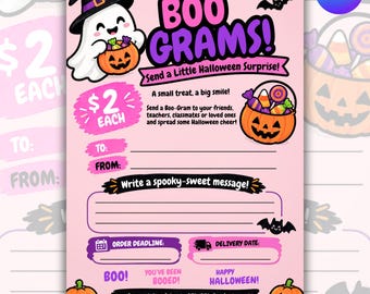 Halloween Boo Gram Template, Editable Canva School Fundraiser Flyer, Candy Gram PTA PTO, 5x7 Halloween Flyer, Printable Boo Grams