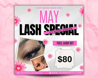 Mai Lash Spezial Flyer, Lash Flyer, Lash Kosmetikdesigner Flyer, Lash Buchung, Lash Muttertags Angebote Flyer, Lash Erweiterung, Canva Editable