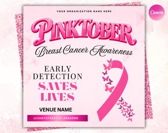 Pinktober Breast Cancer Awareness Flyer, Breast cancer Event Flyer, Pinktober Fundraising Flyer, Awareness Flyer, Cancer Charity Event Flyer