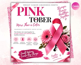 Pinktober Breast Cancer Awareness Flyer, Breast cancer Event Flyer, Pinktober Fundraising Flyer, Awareness Flyer, Cancer Charity Event Flyer