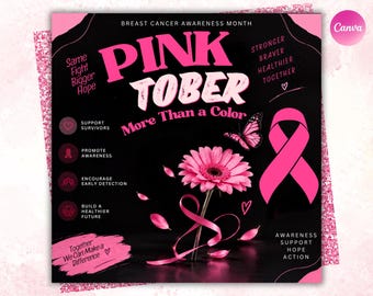 Pinktober Breast Cancer Awareness Flyer, Breast cancer Event Flyer, Pinktober Fundraising Flyer, Awareness Flyer, Cancer Charity Event Flyer