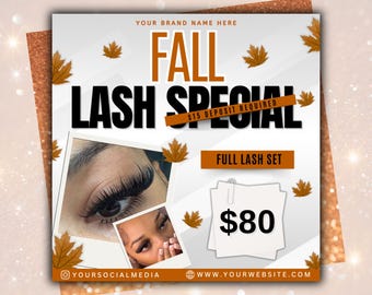 Fall Lash Special Flyer, Editable Canva Template