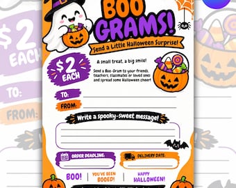 Halloween Boo Gram Template, Editable Canva School Fundraiser Flyer, Candy Gram PTA PTO, 5x7 Halloween Flyer, Printable Boo Grams