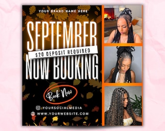 September Special Booking Flyer Template, September Flyer, September Book Now Appointment Flyer, Fall Booking Flyer, September Book Now