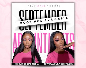 September  Booking Flyer, September Flyer, September Book Now Appointment Flyer, Fall Booking Flyer, September Book Now Flyer, Canva