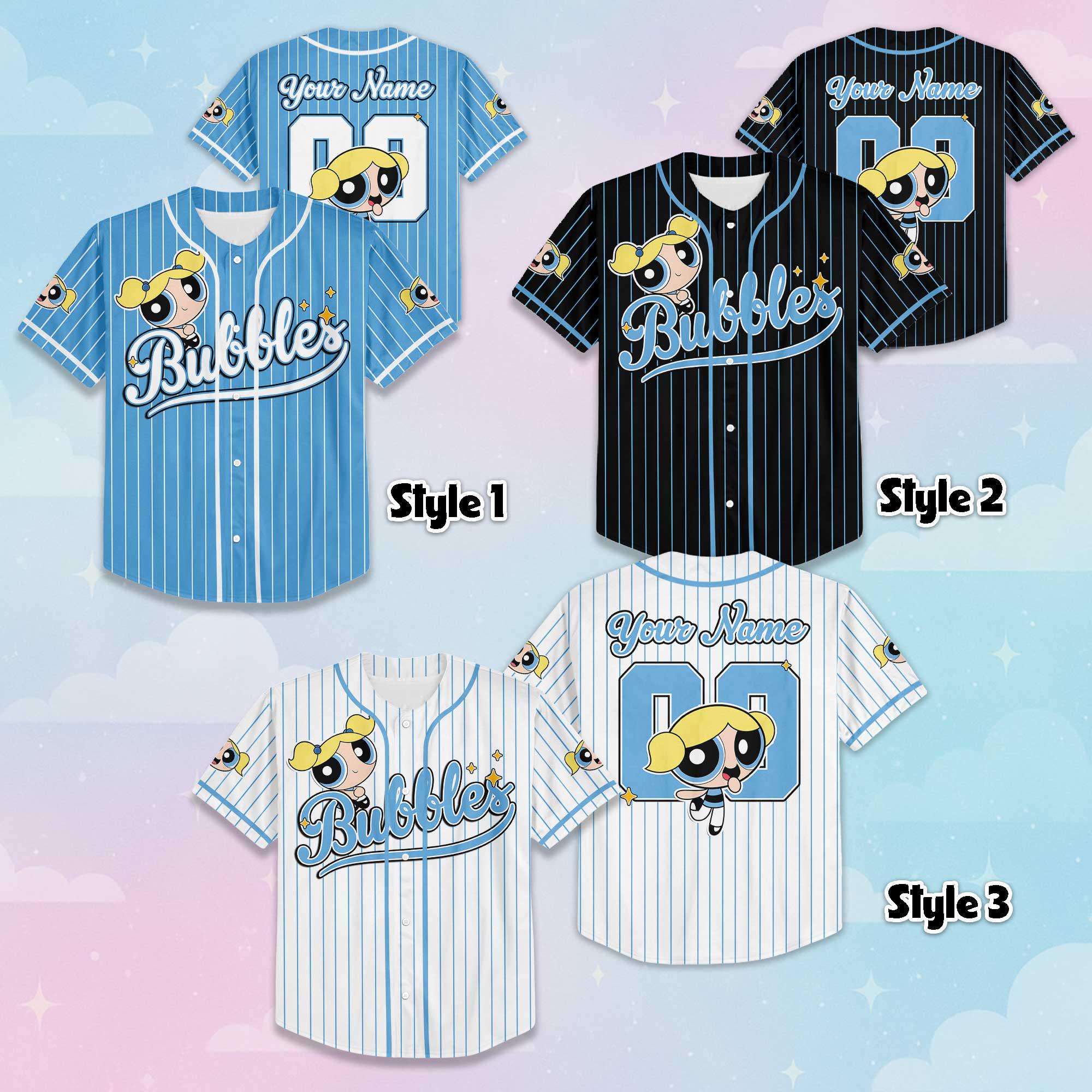 Discover Personalized Bubbles Baseball Jersey, Custom Cartoon Outfit